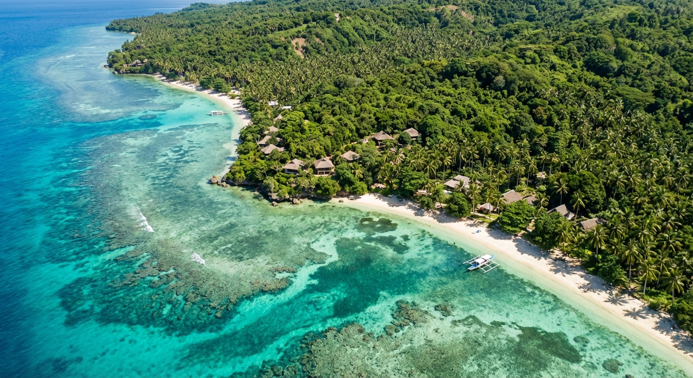 Siquijor Island coastline with turquoise waters and coral reefs representing environmental conservation