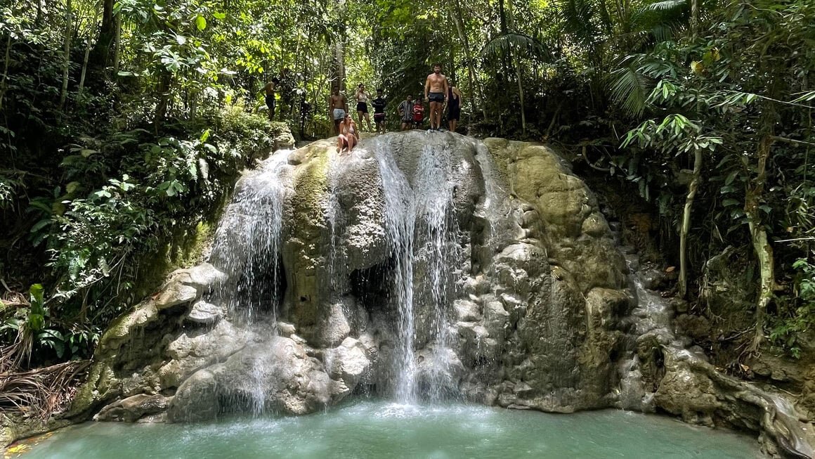 Lugnason Falls with rope swing and turquoise waters