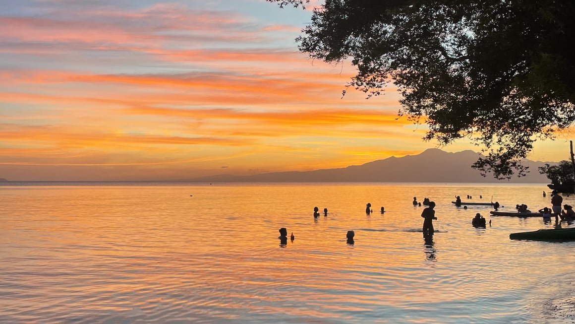Dramatic golden sunset at Paliton Beach in Siquijor
