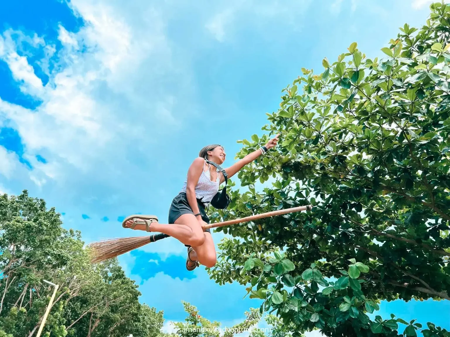 Fun photo spot at the witch broom jump in Siquijor, Philippines